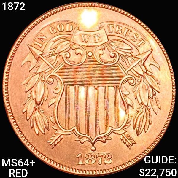 1872 Two Cent Piece CHOICE BU+ RED