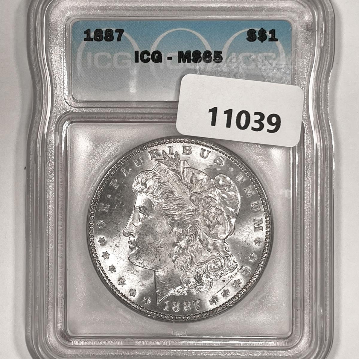 1887 Morgan Silver Dollar ICG-MS65