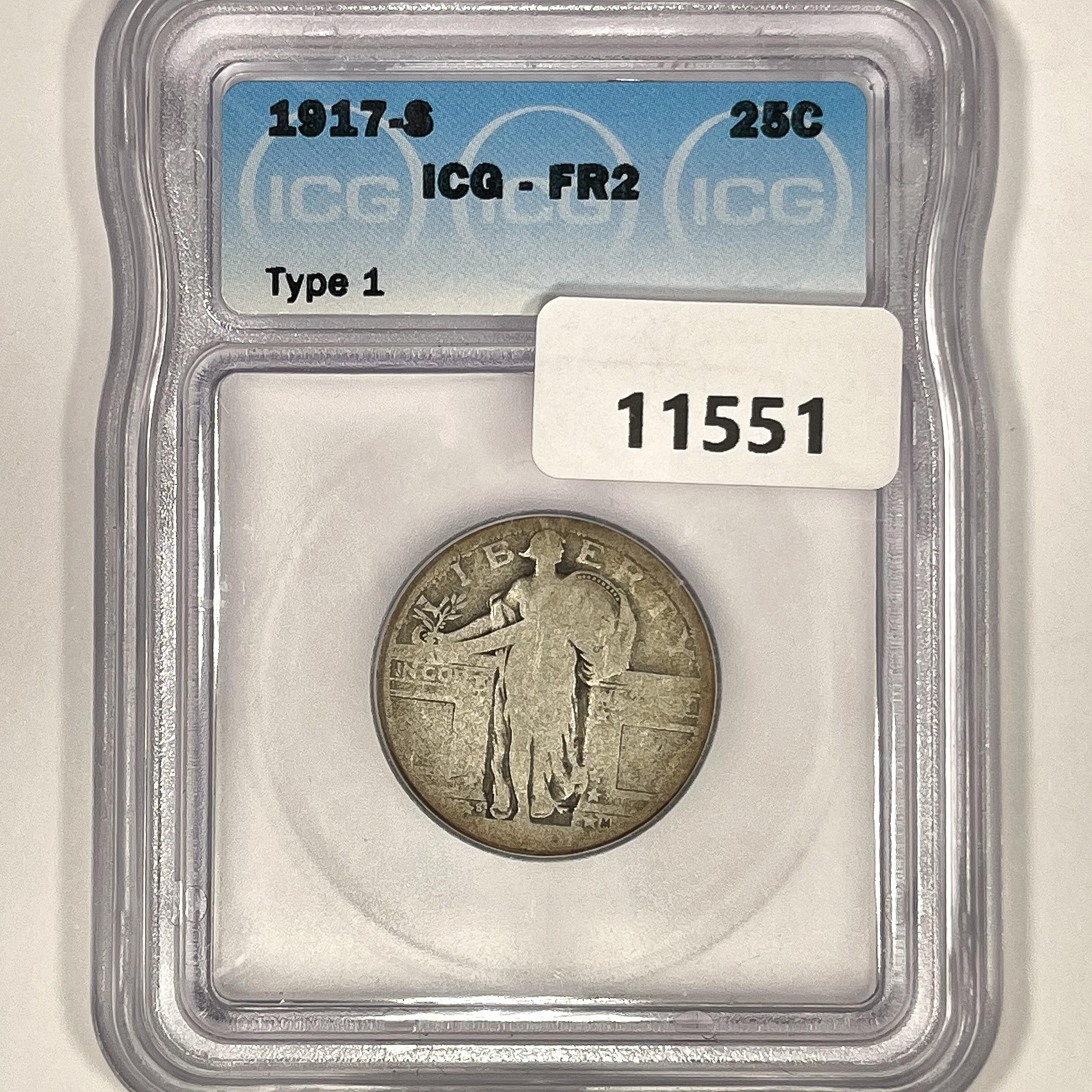 1917-S Ty 1 Standing Liberty Quarter ICG-FR2