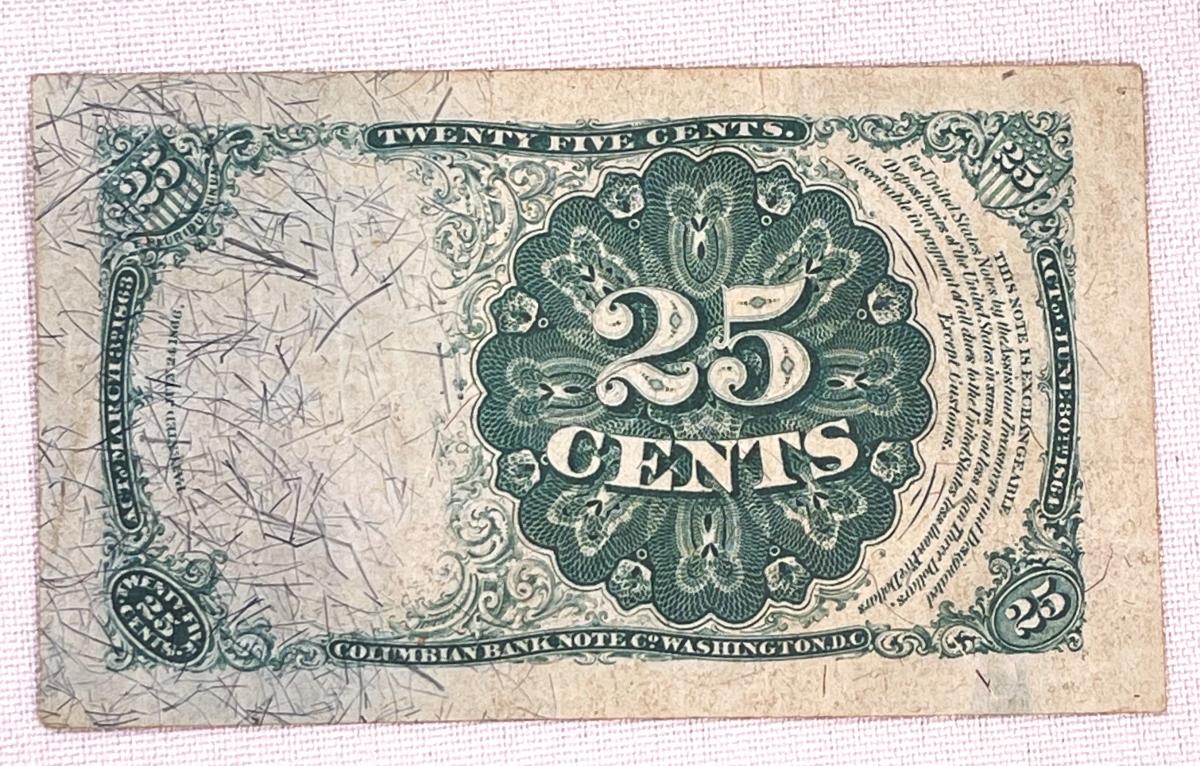 1874 US 25C Frational Currency Bill