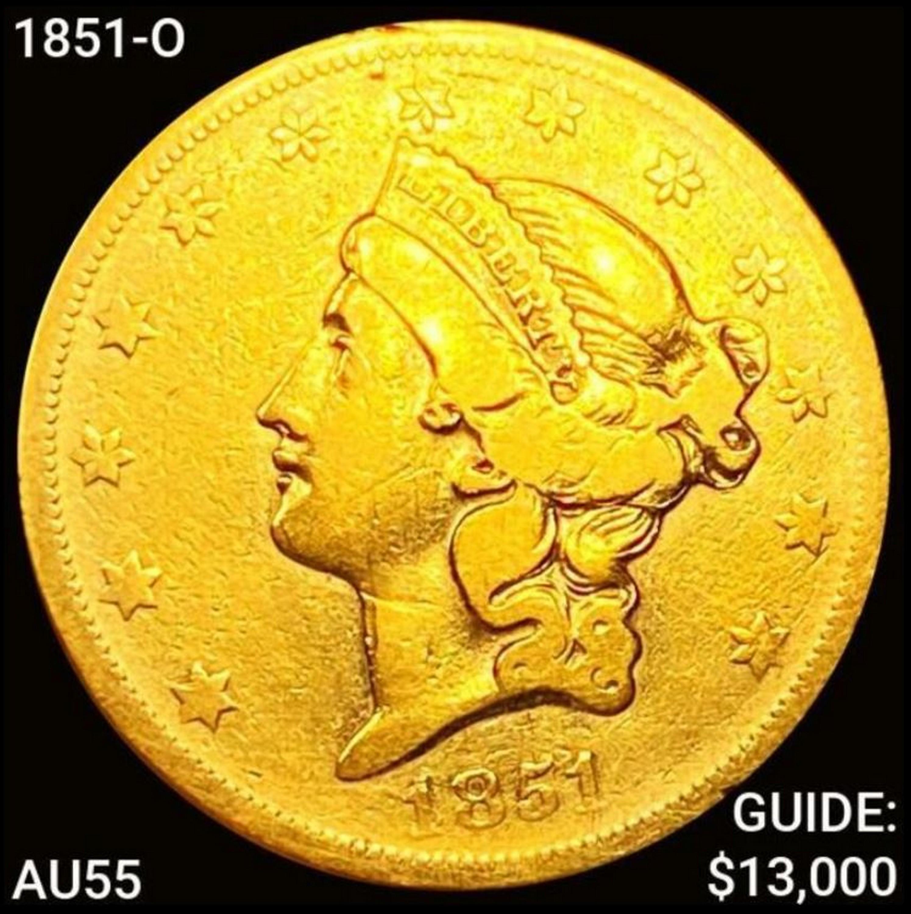 1851-O $20 Gold Double Eagle CHOICE AU