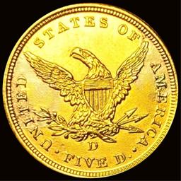 1840-D $5 Gold Half Eagle CHOICE BU DETAIL