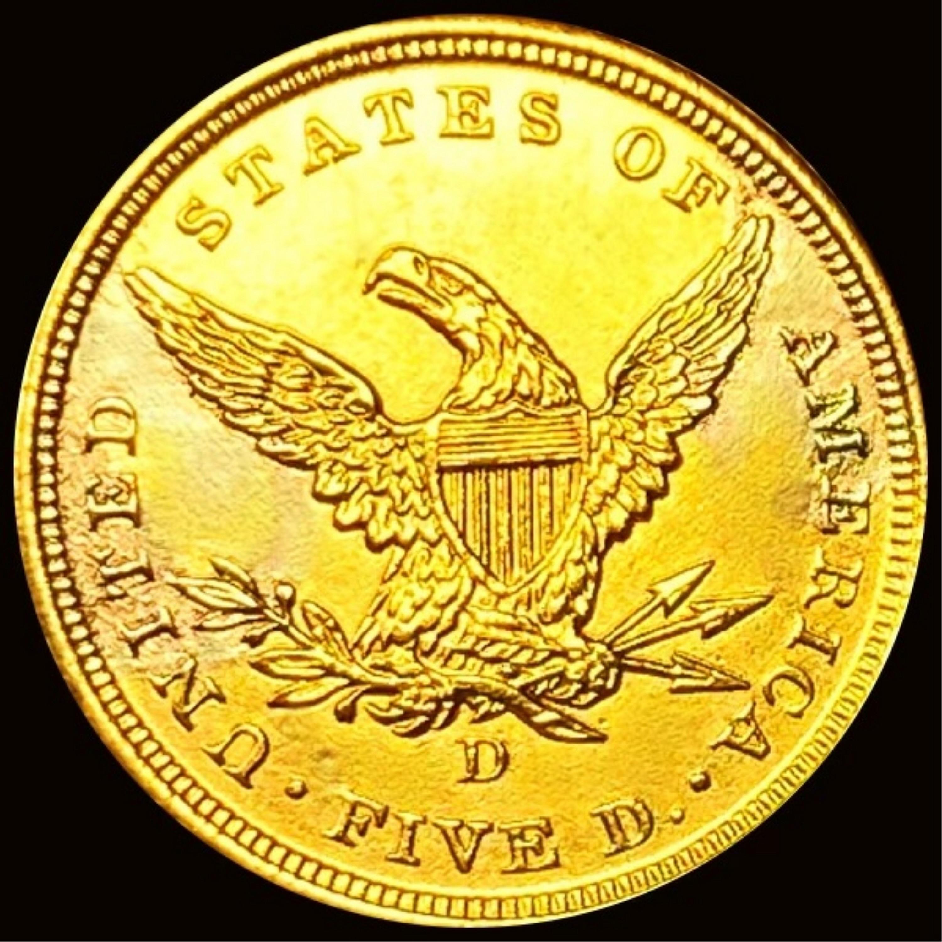 1840-D $5 Gold Half Eagle CHOICE BU DETAIL