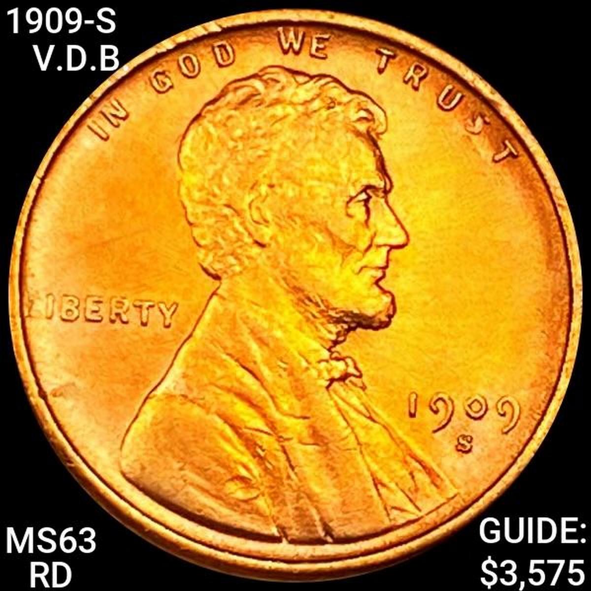 1909-S V.D.B. Lincoln Wheat Cent CHOICE BU RD