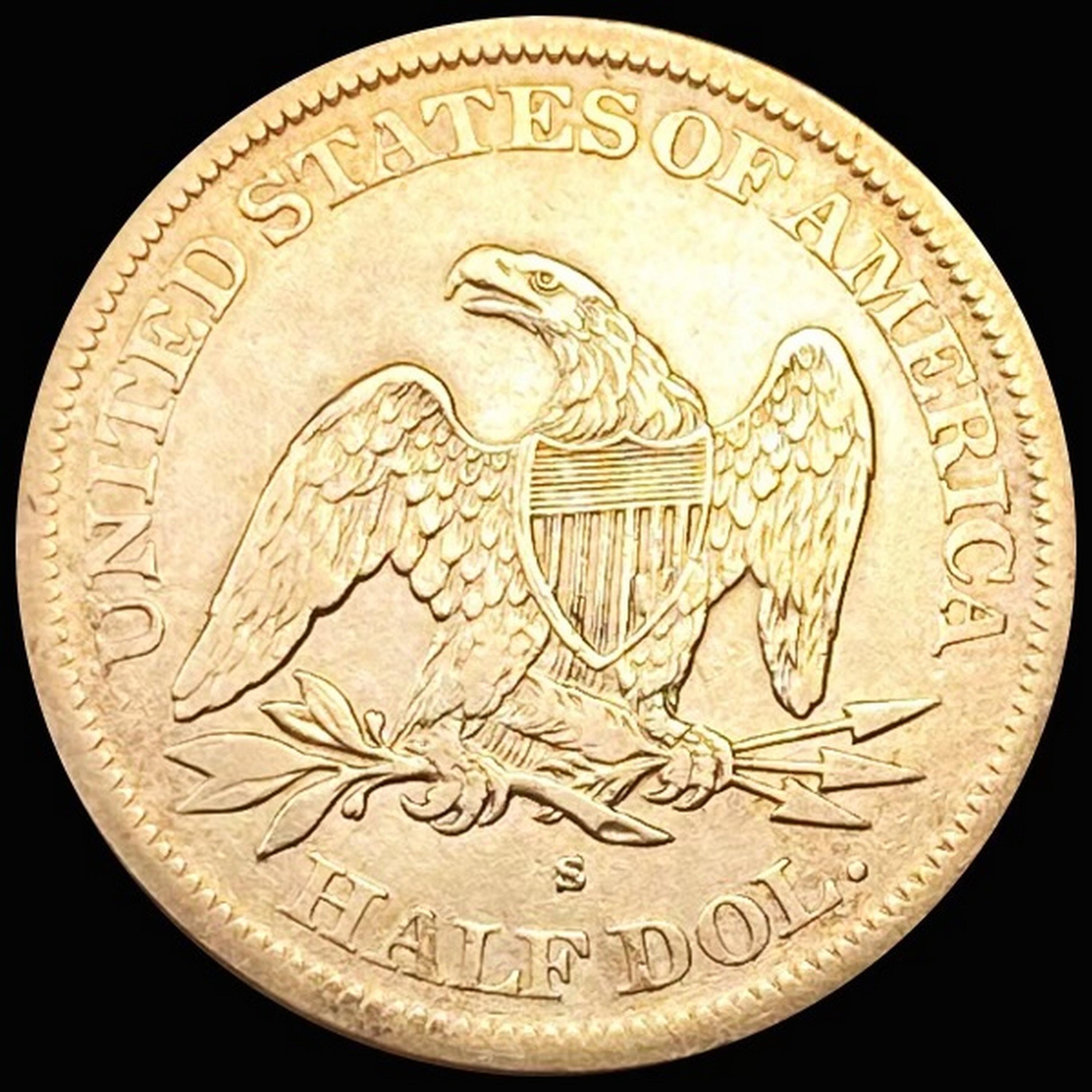 1866-S NO MOTTO Seated Liberty Half CHOICE AU