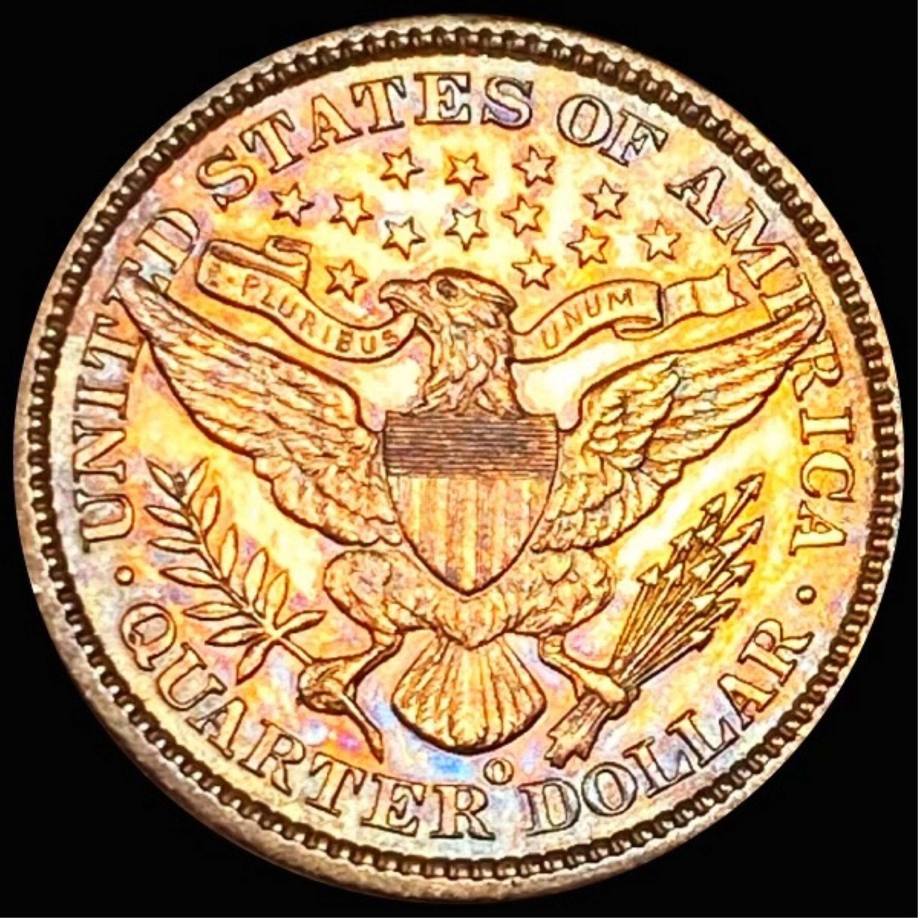 1896-O Barber Silver Quarter GEM BU