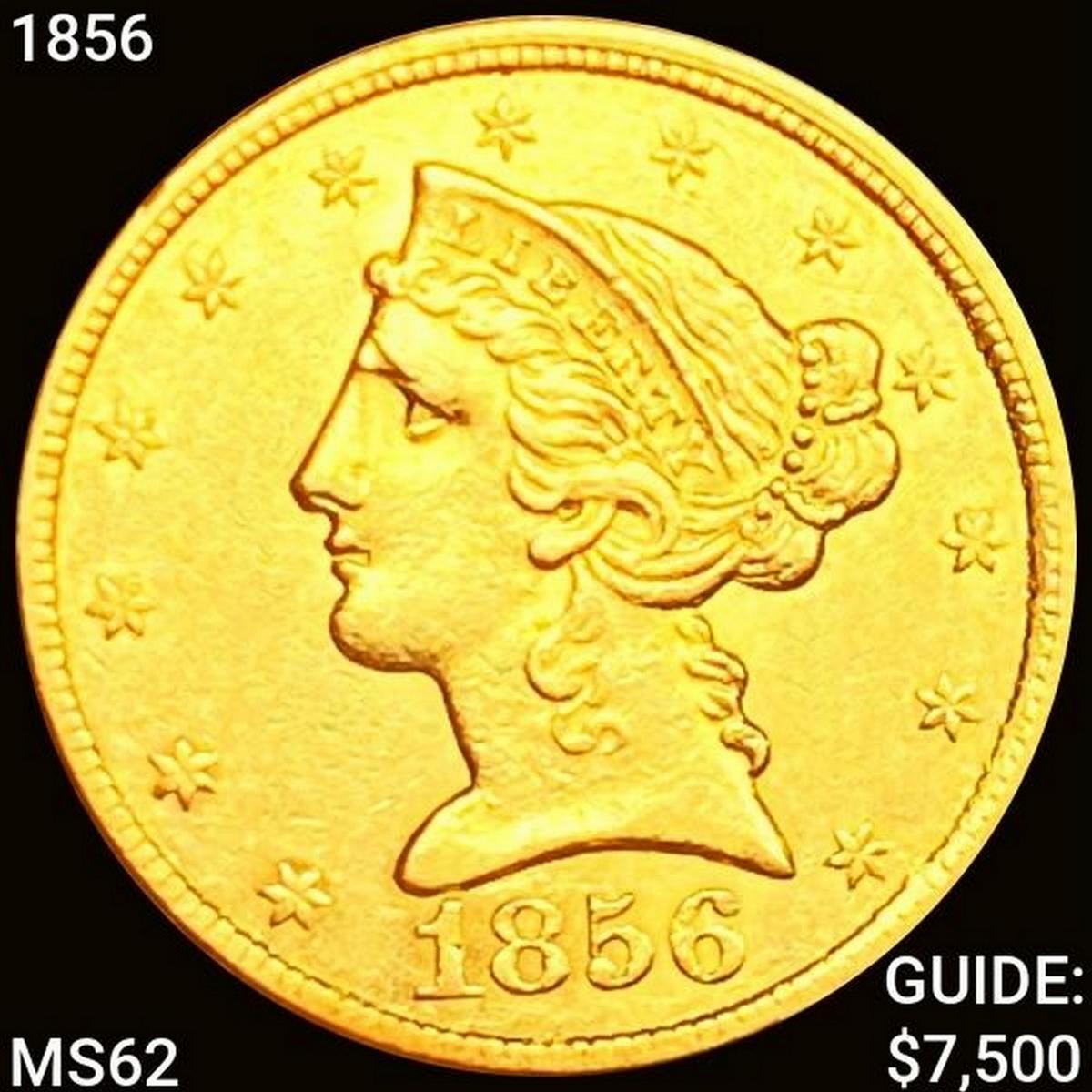 1856 $5 Gold Half Eagle UNCIRCULATED