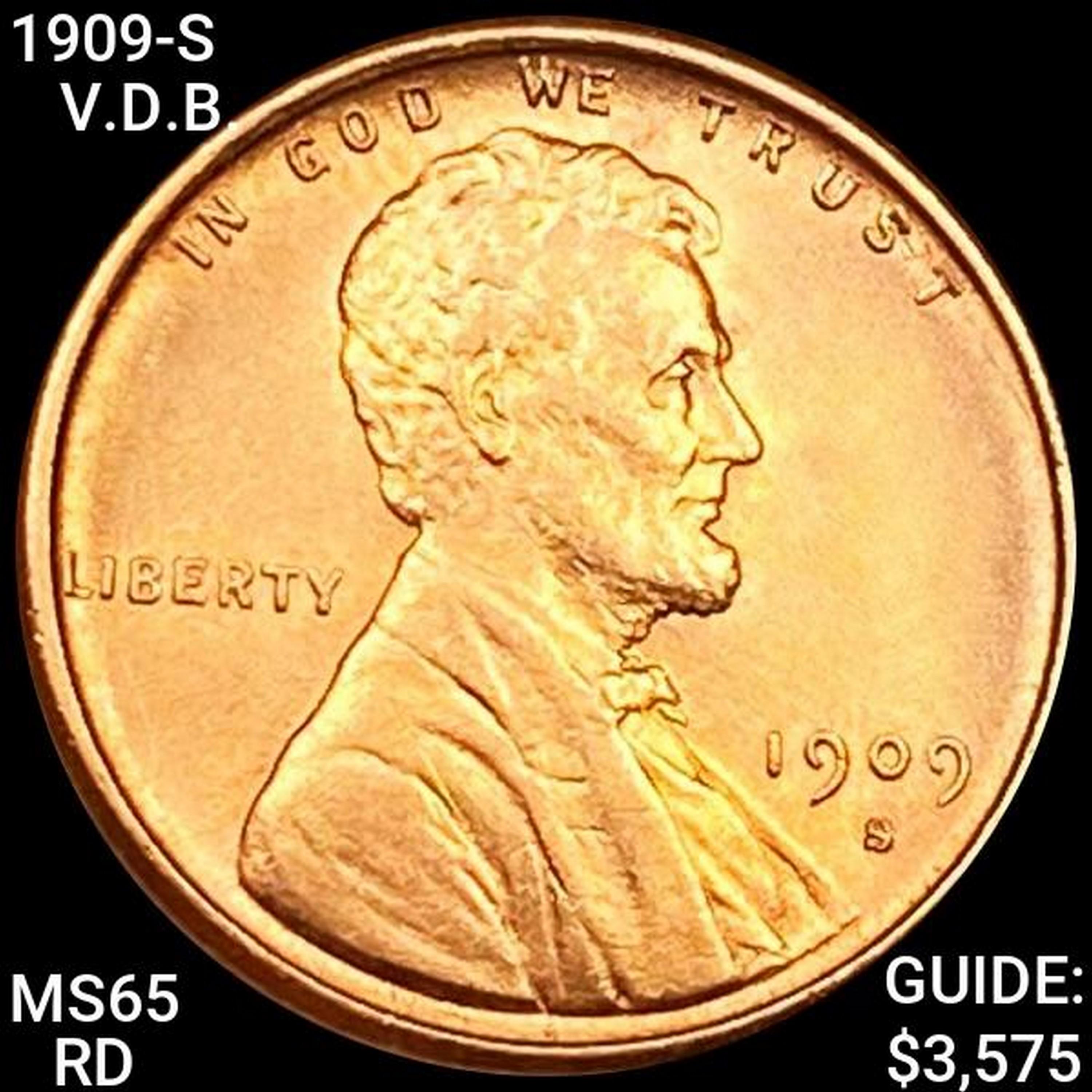 1909-S V.D.B. Lincoln Wheat Cent GEM BU RD