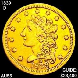 1839-D $2.50 Gold Quarter Eagle CHOICE AU