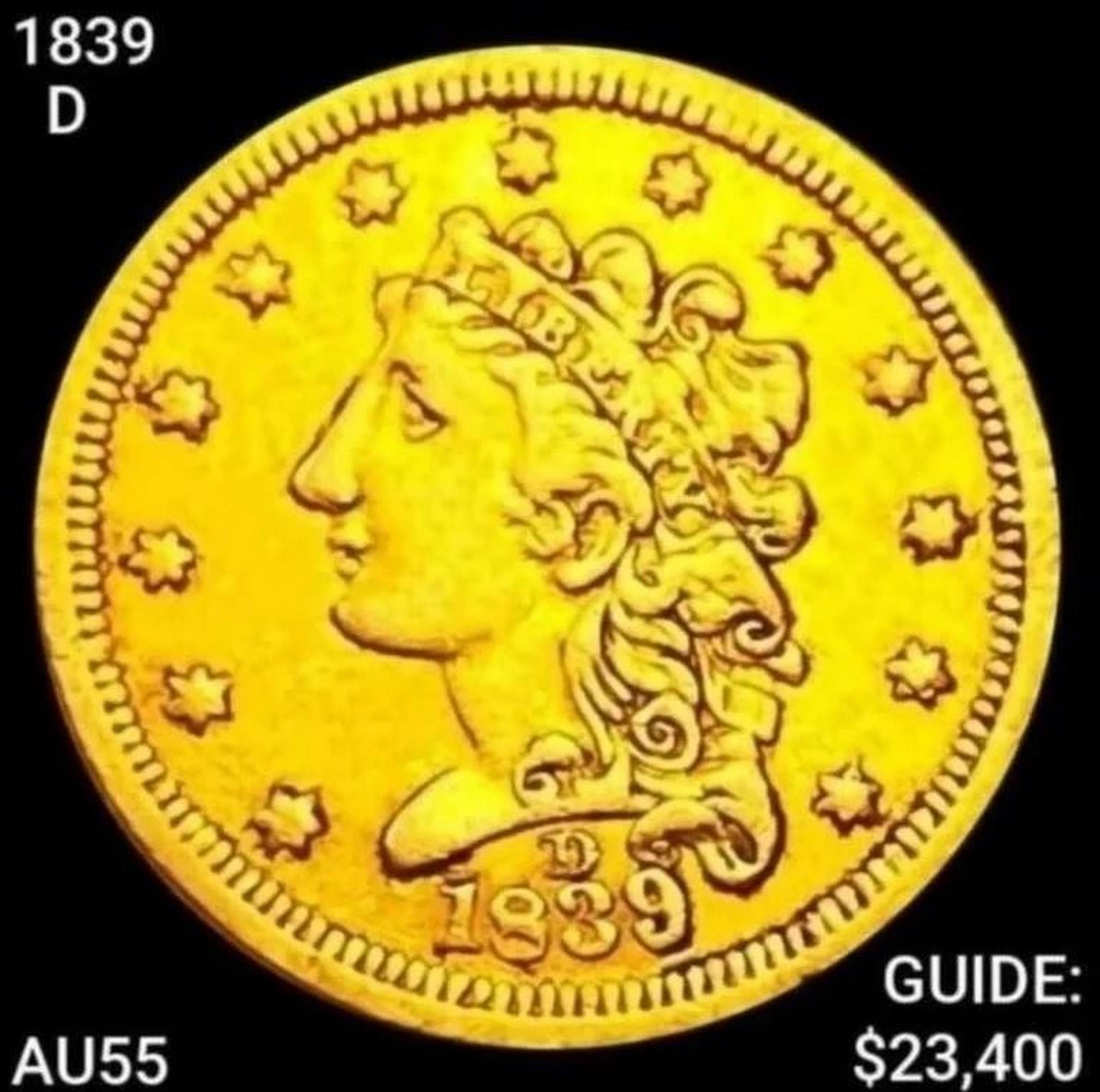 1839-D $2.50 Gold Quarter Eagle CHOICE AU