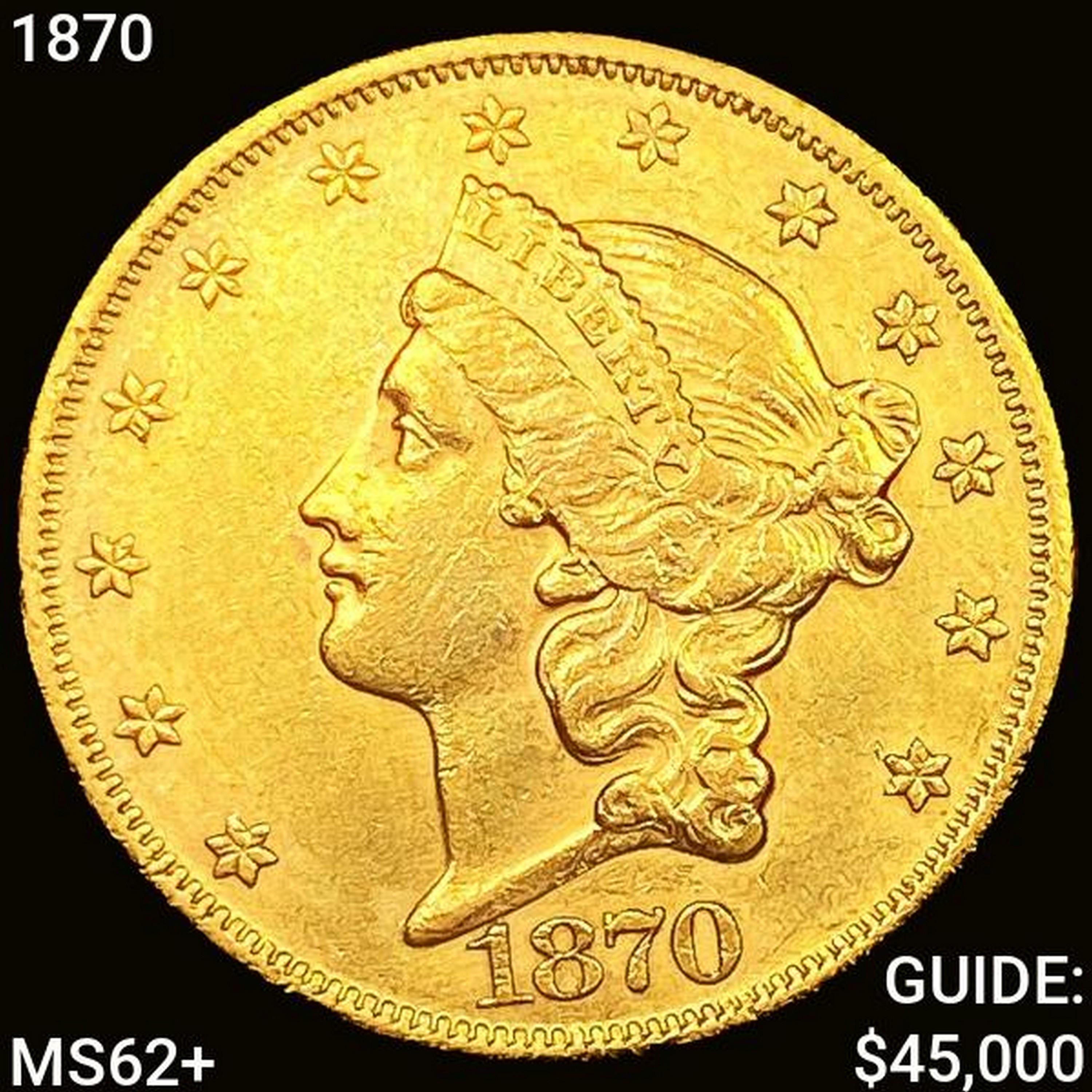 1870 $20 Gold Double Eagle UNCIRCULATED +