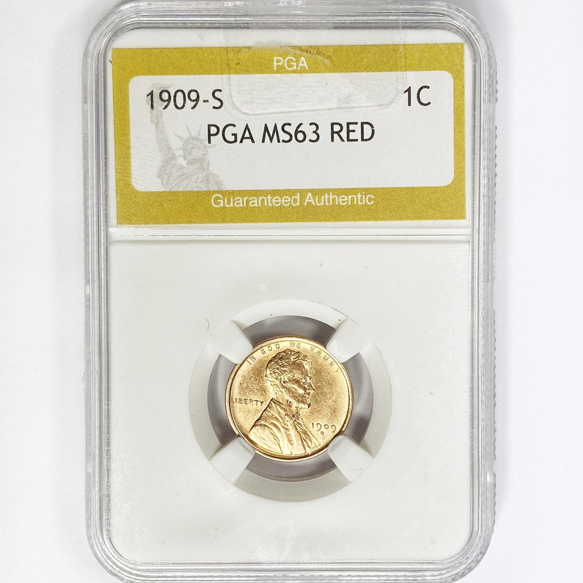 1909-S Wheat Cent PGA MS63 RED