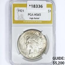 1921 Silver Peace Dollar PGA MS65 High Relief