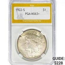 1922-S Silver Peace Dollar PGA MS63+