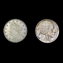 (2) US 5 Cents (1883, 1913) UNCIRCULATED