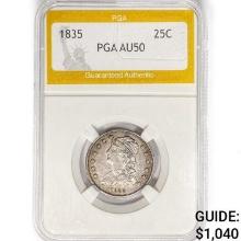 1835 Capped Bust Quarter PGA AU50