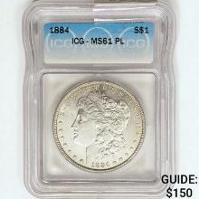 1884 Morgan Silver Dollar ICG MS61 PL