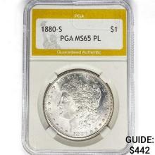 1880-S Morgan Silver Dollar PGA MS65 PL
