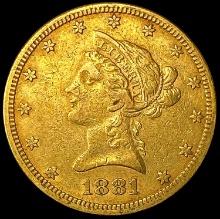 1881 $10 Gold Eagle LIGHTLY CIRCULATED