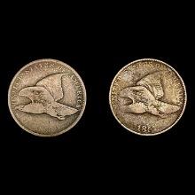 (2) US Flying Eagle Cents (1857, 1858) LIGHTLY CIR