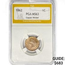 1862 Indian Head Cent PGA MS63 Copper-Nickel