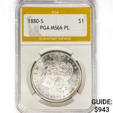 1880-S Morgan Silver Dollar PGA MS66 PL