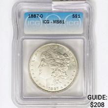 1887-O Morgan Silver Dollar ICG MS61