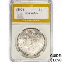 1890-S Morgan Silver Dollar PGA MS65+