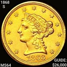1868-S $2.50 Gold Quarter Eagle CHOICE BU