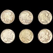 [6] Buffalo Nickels [1913, 1920, 1936, 1937, [2] 1