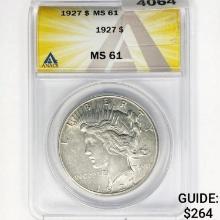 1927 Silver Peace Dollar ANACS MS61