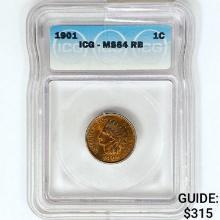 1901 Indian Head Cent ICG MS64 RB