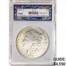 1921-S Morgan Silver Dollar NCGS MS66