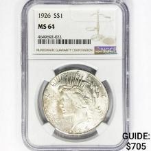 1926-S Silver Peace Dollar NGC MS64