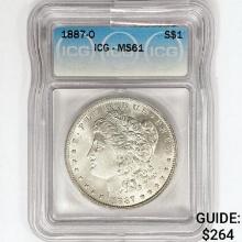 1887-O Morgan Silver Dollar ICG MS61
