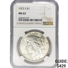 1923-S Silver Peace Dollar NGC MS62
