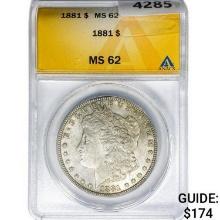 1881 Morgan Silver Dollar ANACS MS62