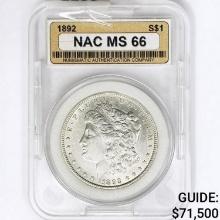 1892 Morgan Silver Dollar NAC MS66