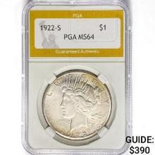 1922-S Silver Peace Dollar PGA MS64