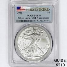 2016 American Silver Eagle PCGS MS70 30th Ann