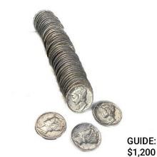 1935-1945 Mercury Silver Dime Roll GEM UNC (50 Co