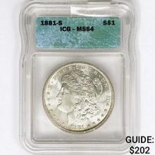 1881-S Morgan Silver Dollar ICG MS64