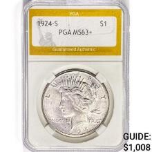 1924-S Silver Peace Dollar PGA MS63+
