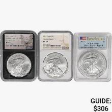 [3] 2021 American Silver Eagle NGC,PCGS MS69 Ty. 1