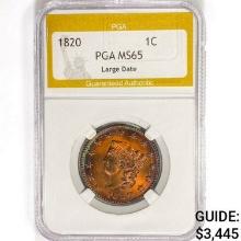 1820 Coronet Head Large Cent PGA MS65 Large Date