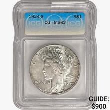 1924-S Silver Peace Dollar ICG MS62