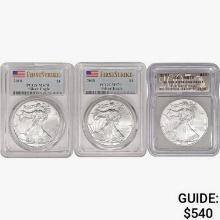[3] American 1oz Silver Eagles ICG/PCGS MS70 [2007