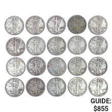 1937-1947 Walking Liberty Half Dollars (20 Coins)