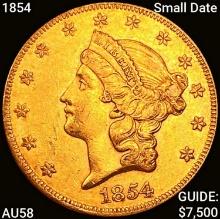 1854 $20 Gold Double Eagle CHOICE AU