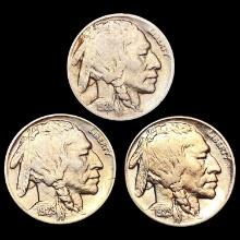 [3] US Buffalo Nickels [1928-D, 1929-D, 1929] HIGH
